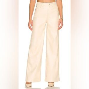 WeWoreWhat vegan Leather High Rise Dad Jeans in Cream Ivory